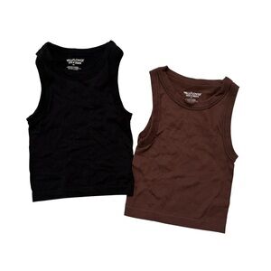 Wallflower Insta Smooth ribbed stretch tank tops black brown XS sleeveless